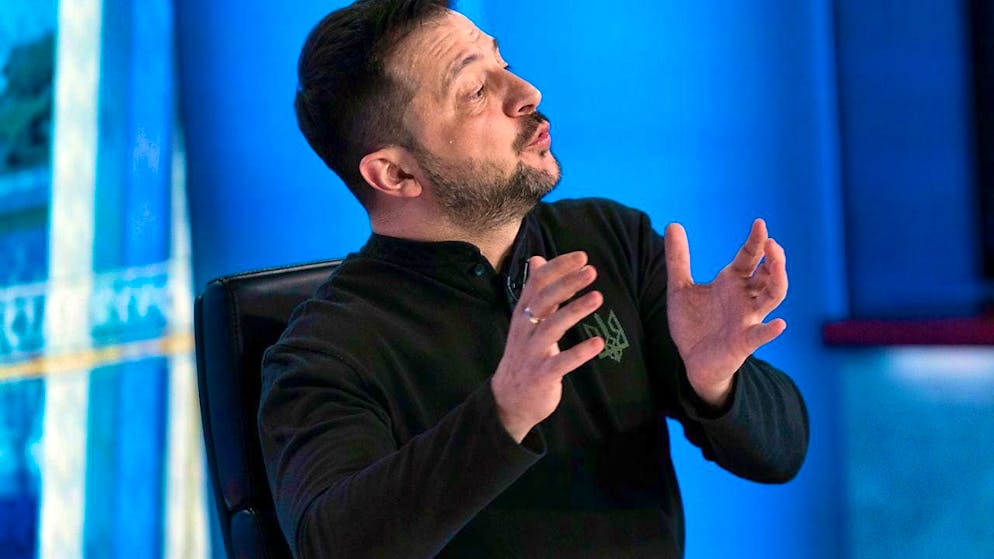 dpatopbilder - Volodymyr Zelensky, President of Ukraine, speaks during an interview with FOX News in Washington. Photo: Jose Luis Magana/AP/dpa