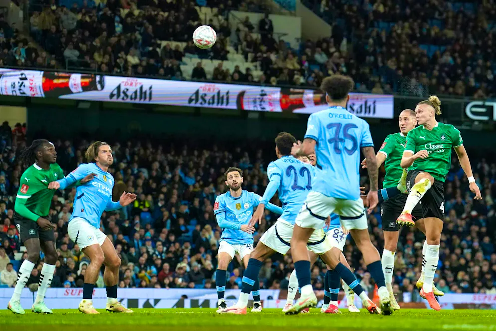 Manchester City avoid embarrassment against cup shockers - Gallery. Maksym Talovjerov (r.) scored to give Plymouth a 1-0 lead at Manchester City.