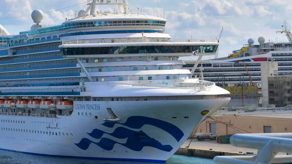 The Crown Princess had to be maneuvered through a strong storm.