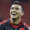Leverkusen's Arturo Vidal of Chile smiles after winning the Europa League Group B soccer match between Bayer 04 Leverkusen and Aris Thessaloniki in Leverkusen, Germany, Thursday, Nov. 4, 2010. (AP Photo/Frank Augstein)
