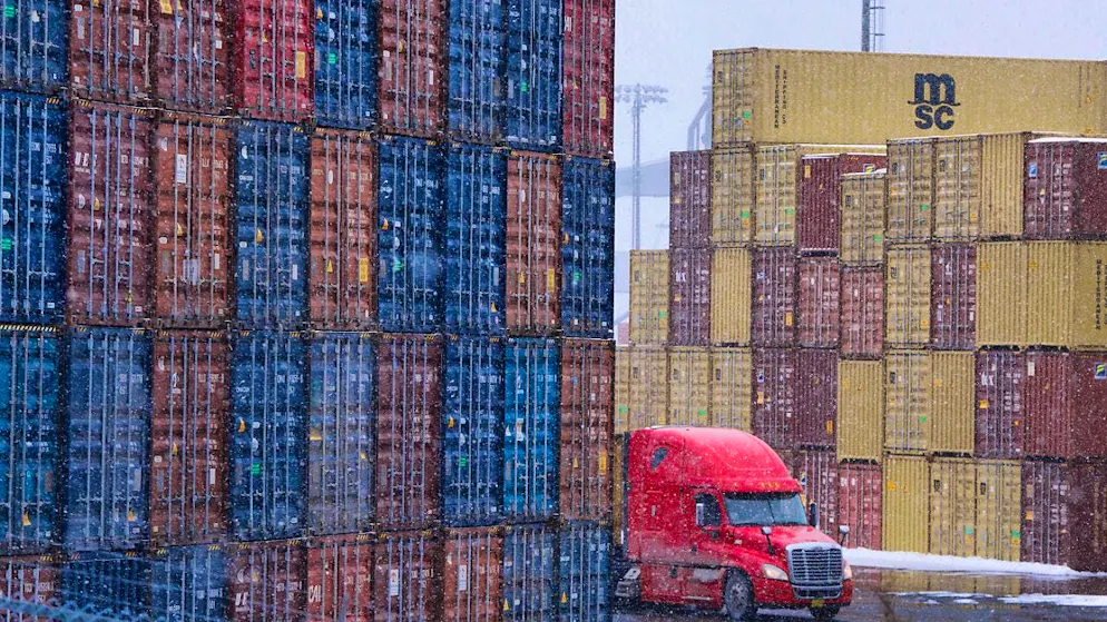 ARCHIVE - Shipping containers are seen at the Atlantic Hub container terminal in Halifax. Photo: Darren Calabrese/The Canadian Press/dpa