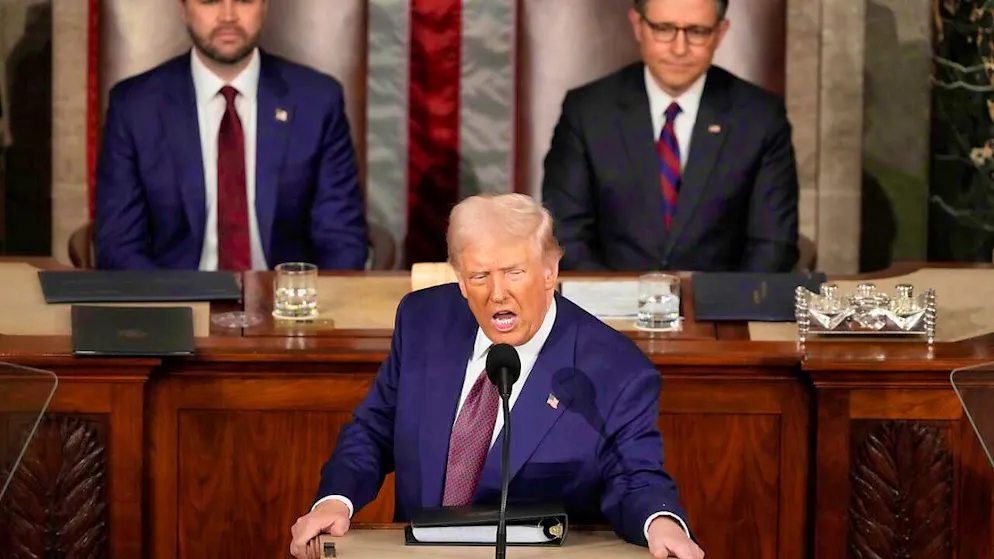 US President Donald Trump addresses a joint session of Congress in the Capitol. Photo: Ben Curtis/AP/dpa