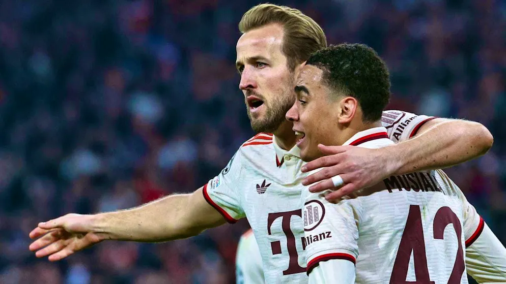 Harry Kane (left) and Jamal Musiala ensure clear conditions with their goals in Munich