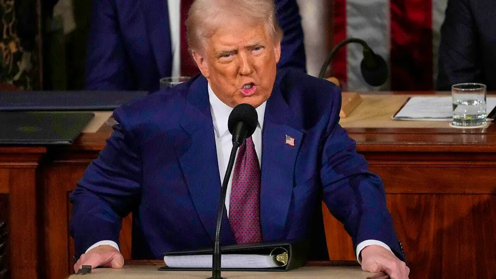 dpatopbilder - US President Donald Trump addresses a joint session of Congress in the Capitol. Photo: Julia Demaree Nikhinson/AP/dpa