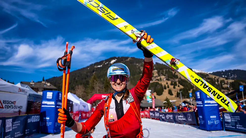 Marianne Fatton jubelt über WM-Gold in der olympischen Disziplin Sprint.