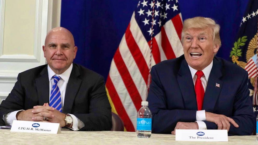 National Security Advisor H.R. McMaster and President Donald Trump in Bedminster, New Jersey in August 2017.
