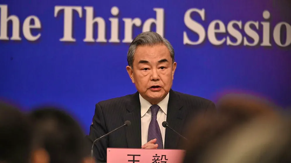 Wang Yi, China's Foreign Minister, speaks to journalists. Photo: Johannes Neudecker/dpa