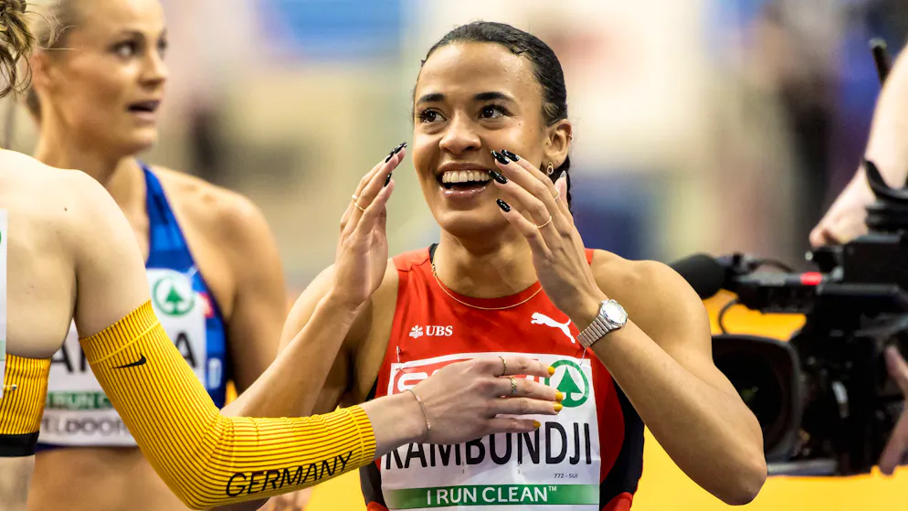 European record at the European Indoor Championships. Kambundji on gold sprint: 