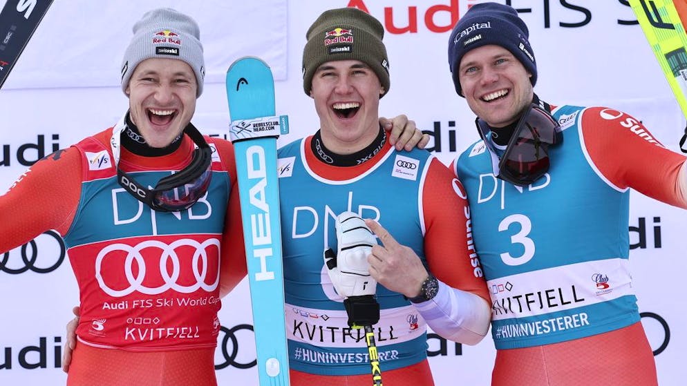 Triple Swiss triumph. Von Allmen wins the downhill in Kvitfjell ahead of Odermatt and Rogentin