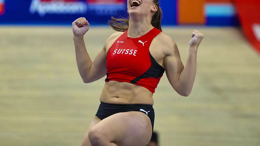 Angelica Moser is delighted to win European indoor gold