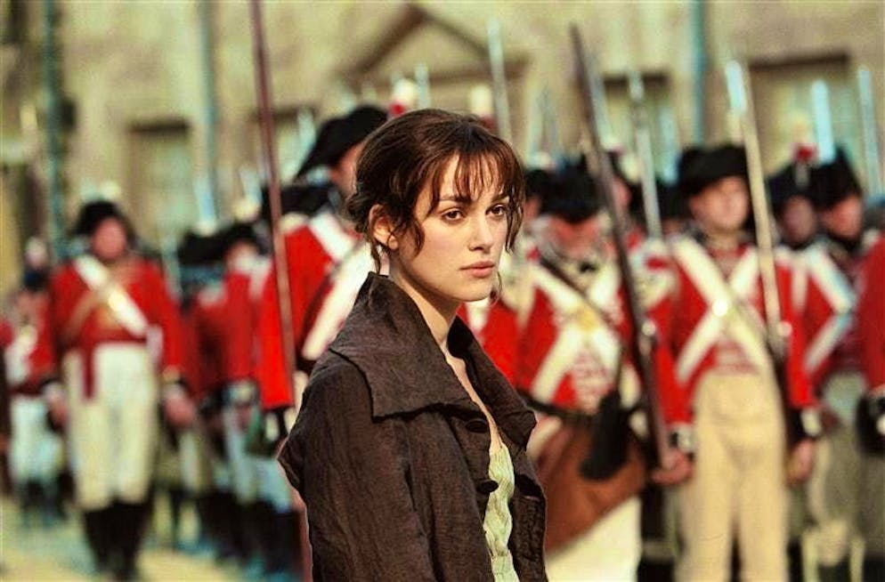 Keira Knightley as Elizabeth Bennet in the 2005 film adaptation of the novel "Pride and Prejudice".