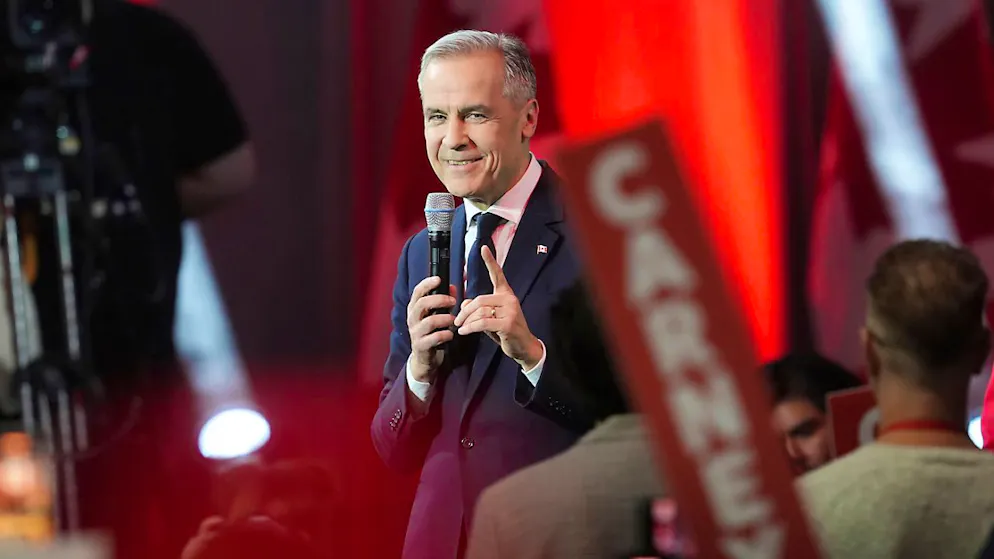 Der Spitzenkandidat der Liberalen Partei Kanadas, Mark Carney, hält eine Rede in Ottawa. Foto: Adrian Wyld/The Canadian Press via AP/dpa - ACHTUNG: Nur zur redaktionellen Verwendung und nur mit vollständiger Nennung des vorstehenden Credits