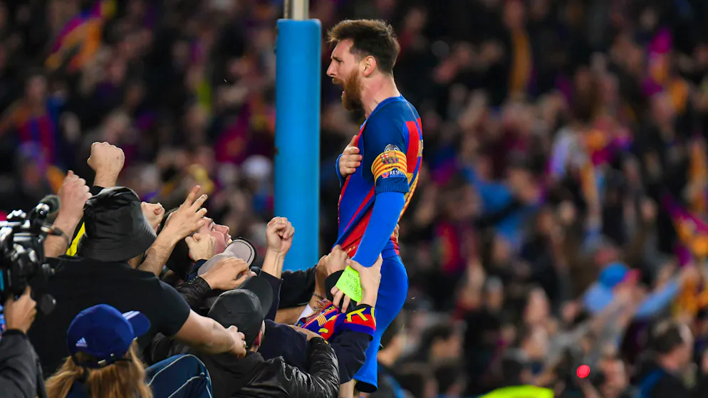 Unforgettable: Lionel Messi is celebrated by the Barça fans during the "Remuntada".