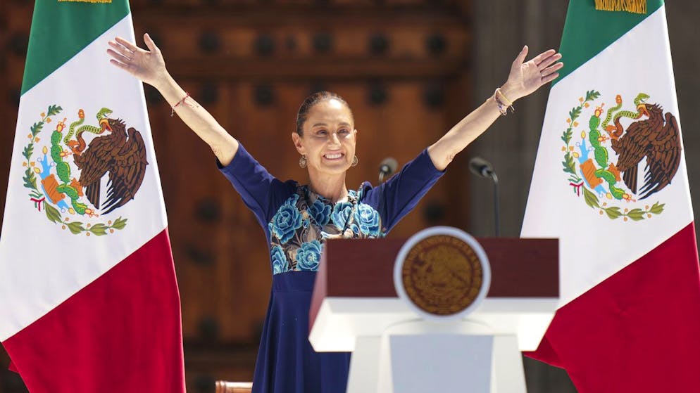 Claudia Sheinbaum ist am 9. März in Mexiko-City in Feierlaune.