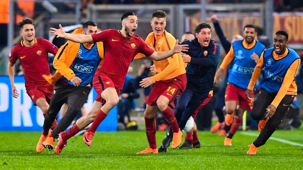 Kostas Manolas lets the Romans celebrate against Barça.