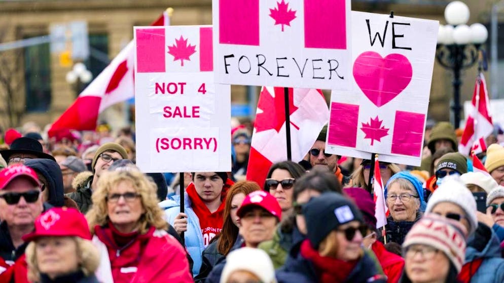 Donald Trump has reaffirmed his goal of making Canada a federal state of the USA - this had already led to protests in Canada at the weekend. (archive image)