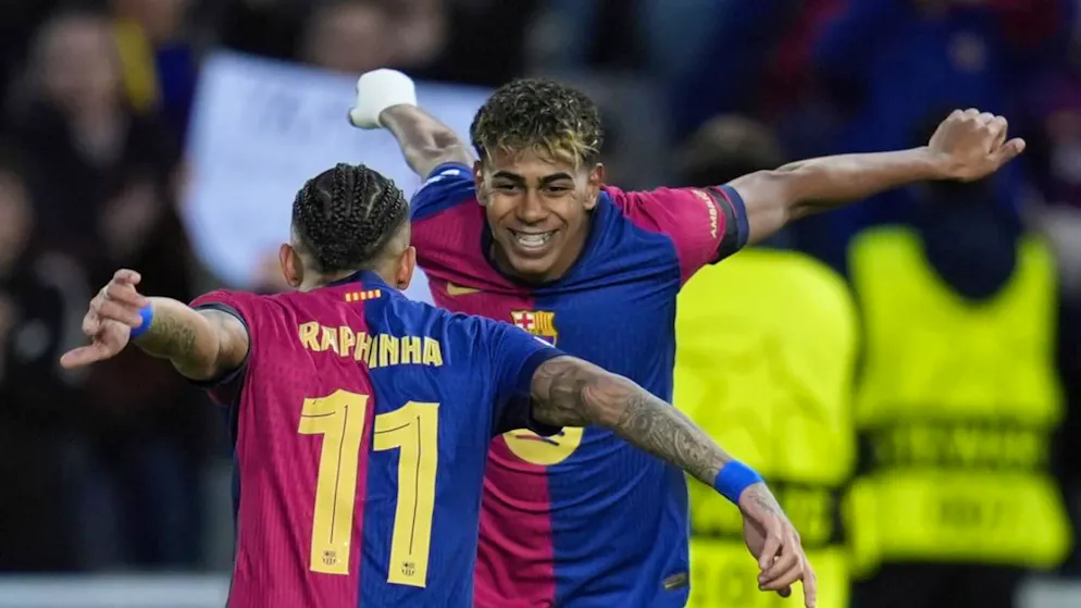 Raphinha (links) und  Lamine Yamal sorgten für die Tore von Barça