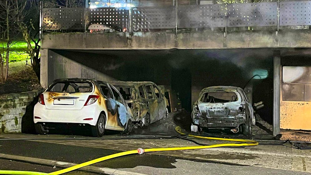 Some of the vehicles were completely burnt out.