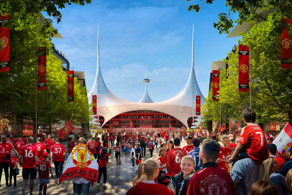 Manchester United wants to build new mega stadium - Gallery. Manchester United's new stadium is intended to revitalize the entire area around Old Trafford.
