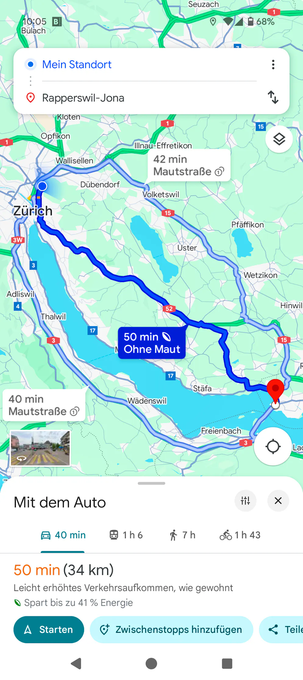 Nicht so schnell, dafür günstiger und landschaftlich auch attraktiver zum fahren.