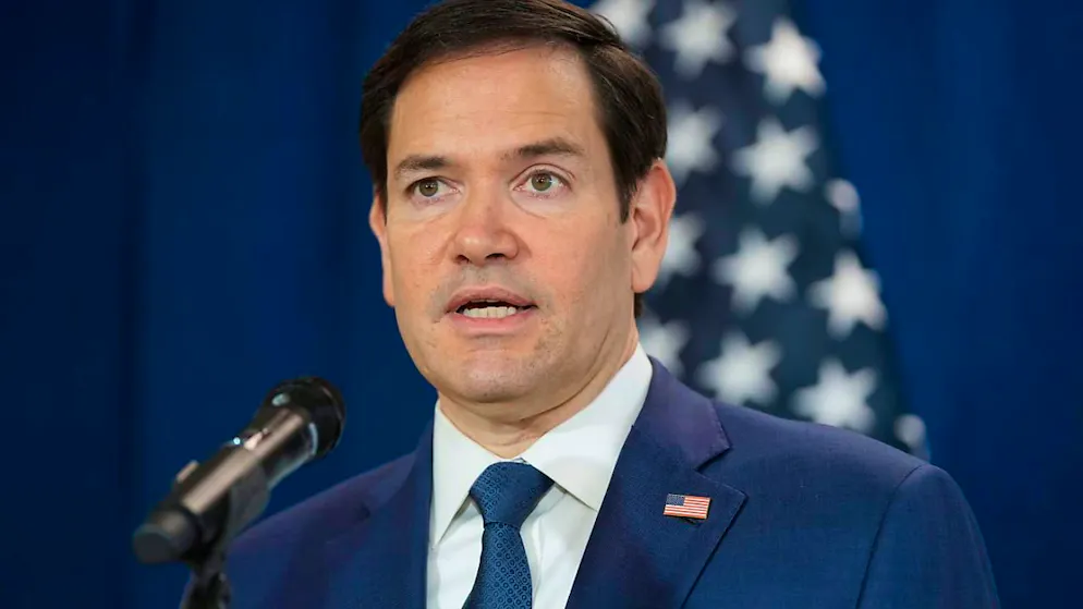ARCHIV - US-Außenminister Marco Rubio spricht zu Reportern. Foto: Mark Schiefelbein/Pool AP/dpa