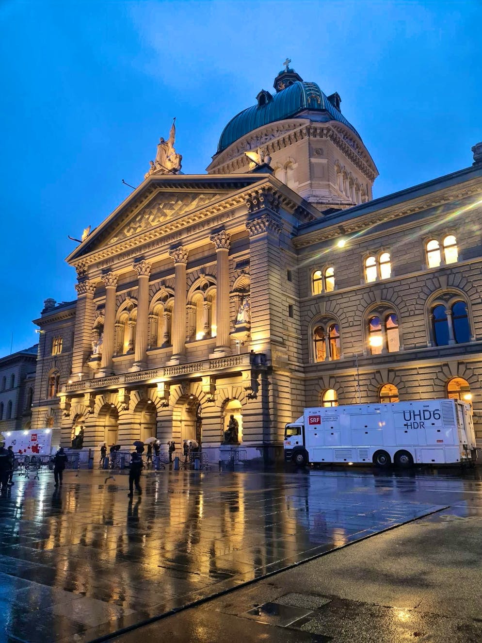 The calm before the storm: the Federal Palace on Wednesday morning.