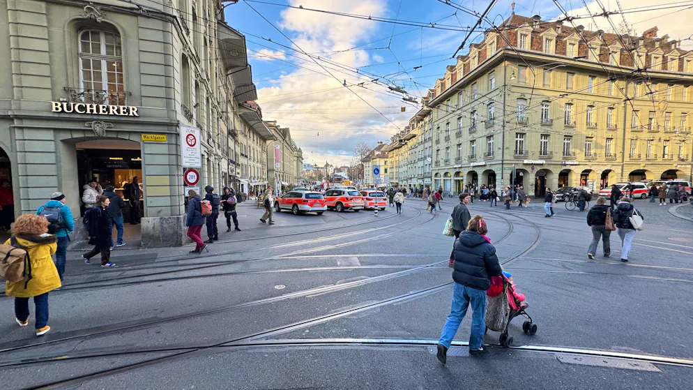 Die Polizei versuchte, den öffentlichen Verkehr aufrechtzuerhalten, was wegen der vielen Schaulustigen kein einfaches Unterfangen war.