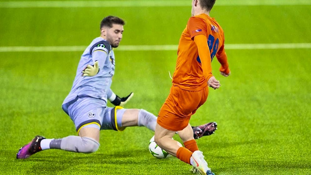 Lugano goalkeeper Amir Saipi is beaten by Celje's Tamar Svetlin