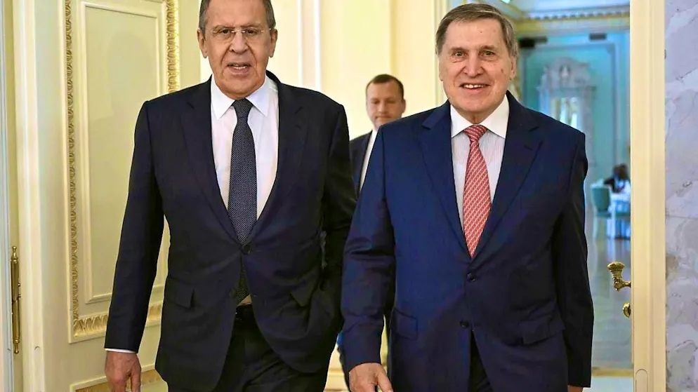 ARCHIVE - Sergei Lavrov (l), Foreign Minister of Russia, and Yuri Ushakov, advisor to President Putin (archive photo). Photo: Pavel Bednyakov/RIA Novosti/AP/dpa
