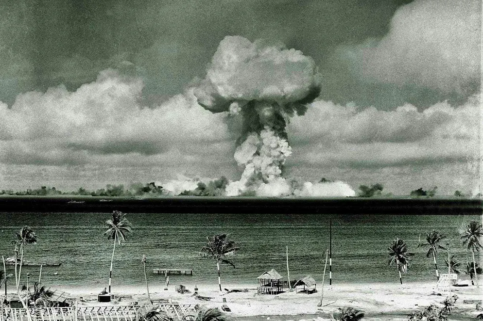 The Bikini Atoll, which is part of the remote Marshall Islands, was used by the USA for atomic bomb tests from 1946 to 1958.