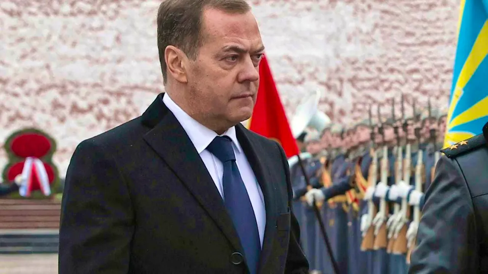 ARCHIVE - Dmitry Medvedev, deputy chairman of the Russian Security Council and head of the United Russia party, takes part in a wreath-laying ceremony in Moscow. Photo: Ekaterina Shtukina/Pool Sputnik Kremlin/AP/dpa/Archive photo