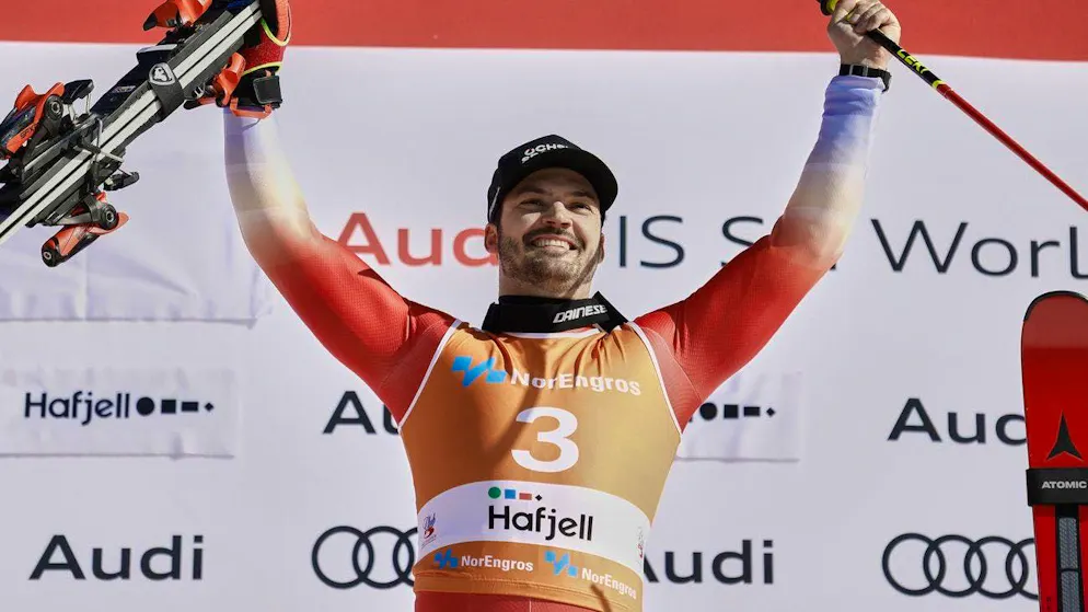 Loïc Meillard is still 47 points behind leader Kristoffersen in the discipline rankings ahead of the World Cup final.