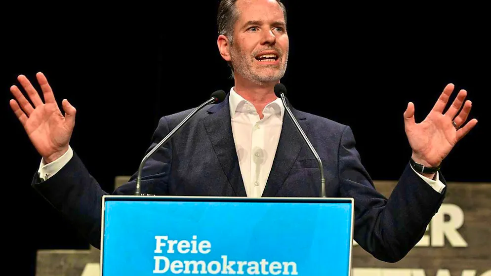 ARCHIVE - Christian Dürr (FDP), chairman of the FDP parliamentary group, speaks during the Bavarian FDP's Political Ash Wednesday event. Photo: Uwe Lein/dpa/Archive image
