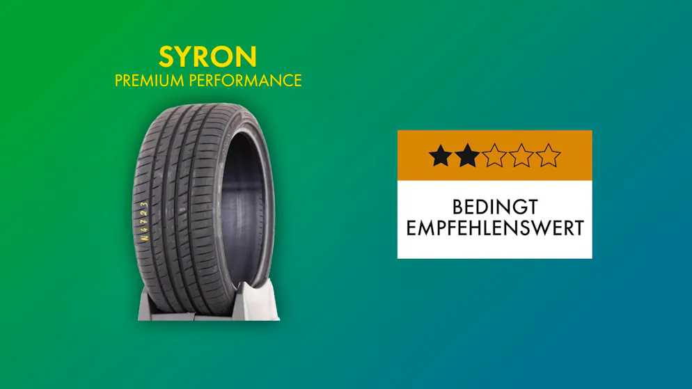 Auch der chinesische Budget-Reifen Syron kann der TCS nicht weiterempfehlen.
