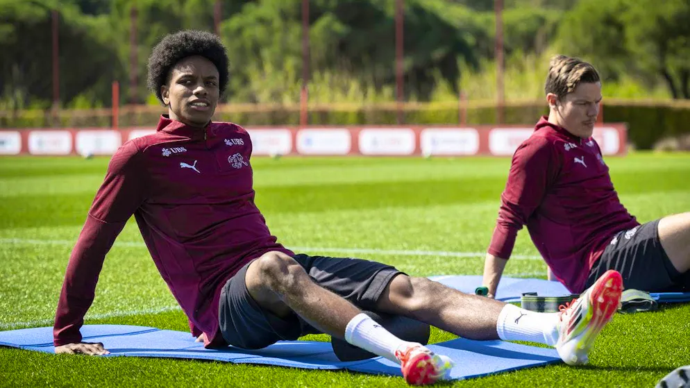 Youngster Alvyn Sanches in his first national team training session.