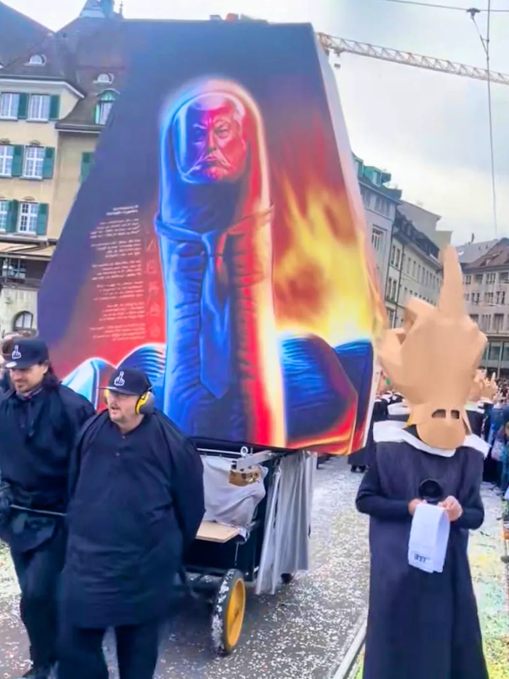 Donald Trump as a motif at the carnival in Basel, March 10, 2025.