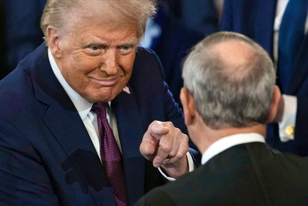 After John Roberts administered the oath of office to Donald Trump in Washington on January 20, the president points the finger at the chief justice.
