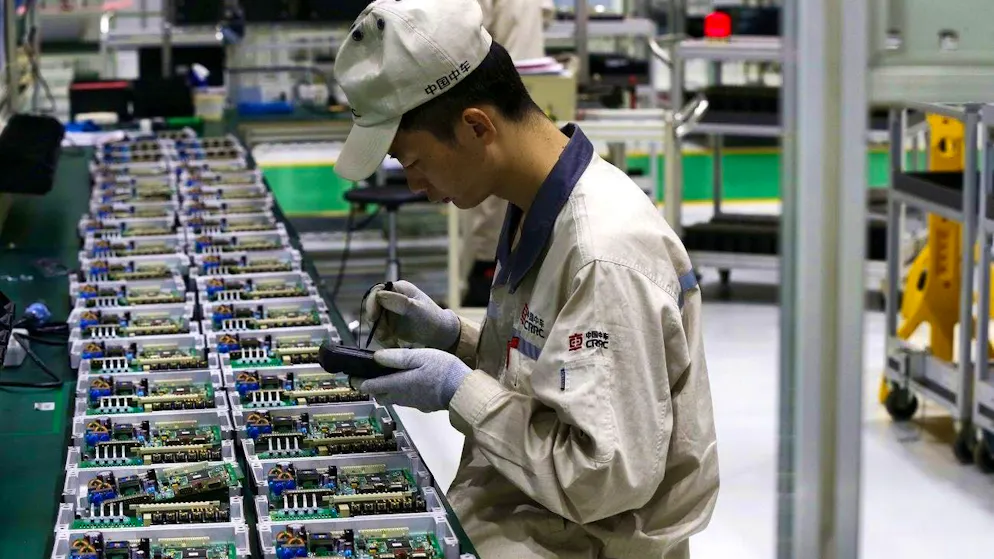 A Chinese worker in a factory in the city of Zhuzhou.