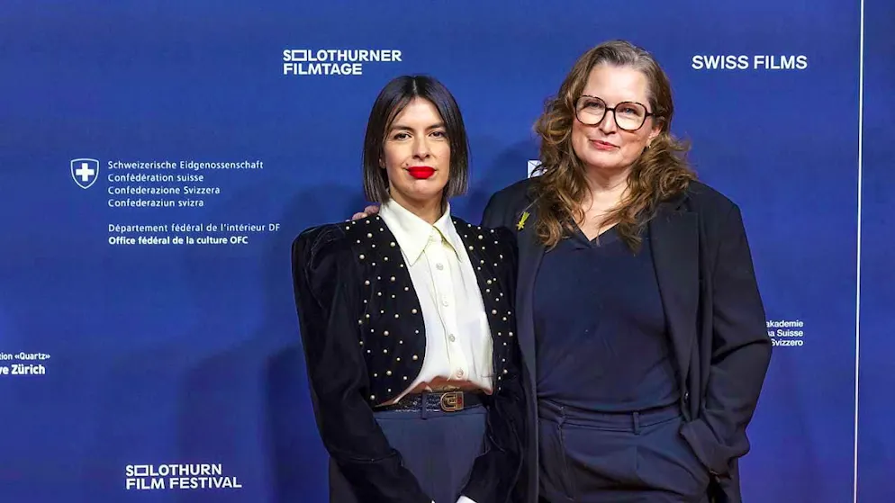 "Reinas" director Klaudia Reynicke (left) on Friday in Geneva with producer Britta Rindelaub.