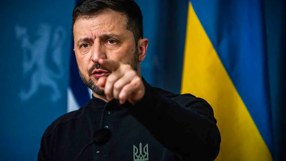 Wolodymyr Selenskyj, Präsident der Ukraine, spricht während einer gemeinsamen Pressekonferenz mit Premierminister Jonas Gahr Støre. Foto: Ole Berg-Rusten/NTB Scanpix/AP/dpa