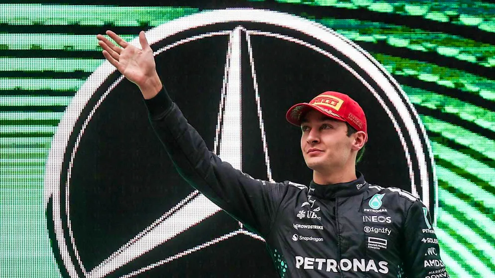 McLaren lives up to the advance praise - Gallery. Mercedes driver George Russell also finished third on the podium in the second race of the season
