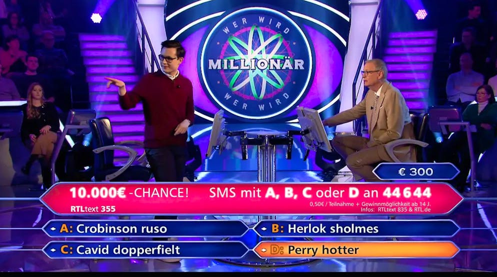 Die Blase von Medizinstudent Vincent Eiselt drückt derart stark, dass er während der TV-Show «Wer wird Millionär?» auf die Toilette rennen muss.