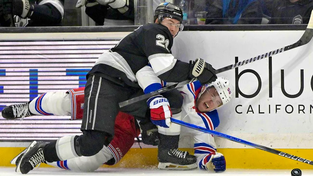 In great form: Kevin Fiala (left) escapes New York's Will Cuylle.