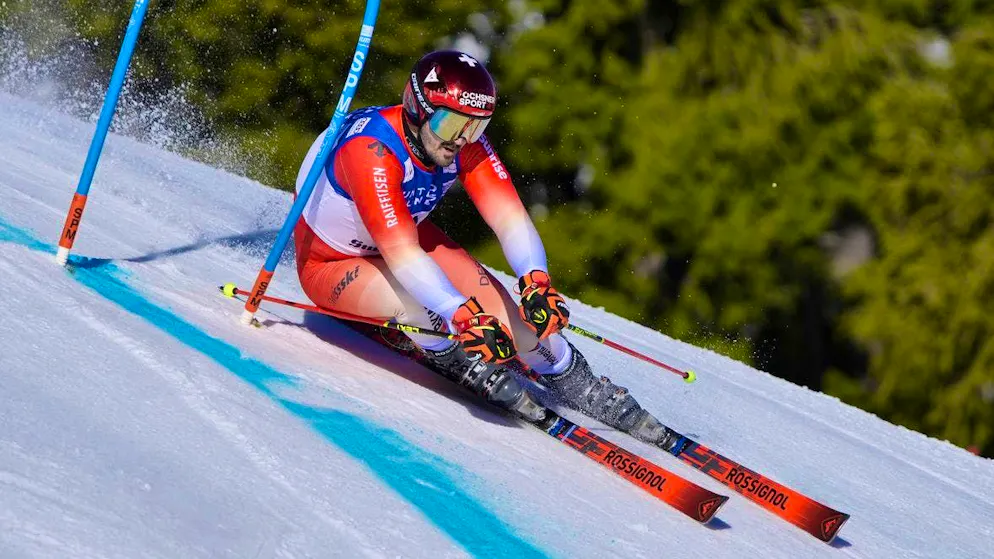 Loïc Meillard puts in a very strong performance in the first giant slalom run in Sun Valley.
