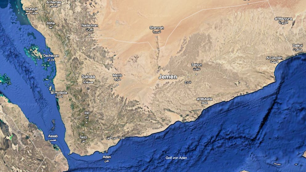 Karte des Jemen: Hudaiuda liegt westlich von Sanaa an der Küste. Saada liegt rund 170 Kilometer nördlich der Hauptstadt, ist hier aber nicht eingezeichnet.