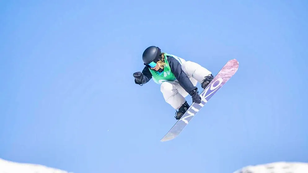 Swiss freestyle snowboarder Ariane Burri in action
