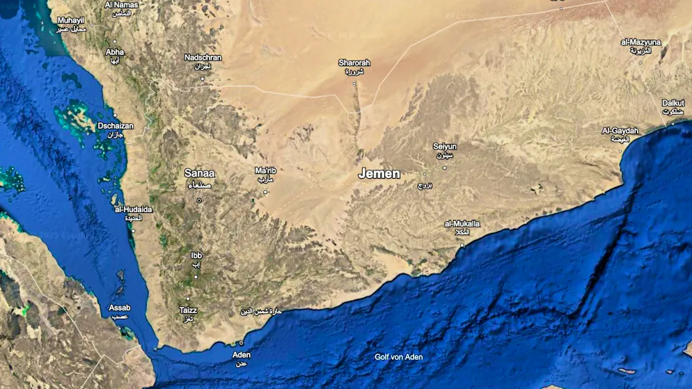 Map of Yemen: Hudaiuda is located west of Sanaa on the coast. Saada is around 170 kilometers north of the capital, but is not shown here.