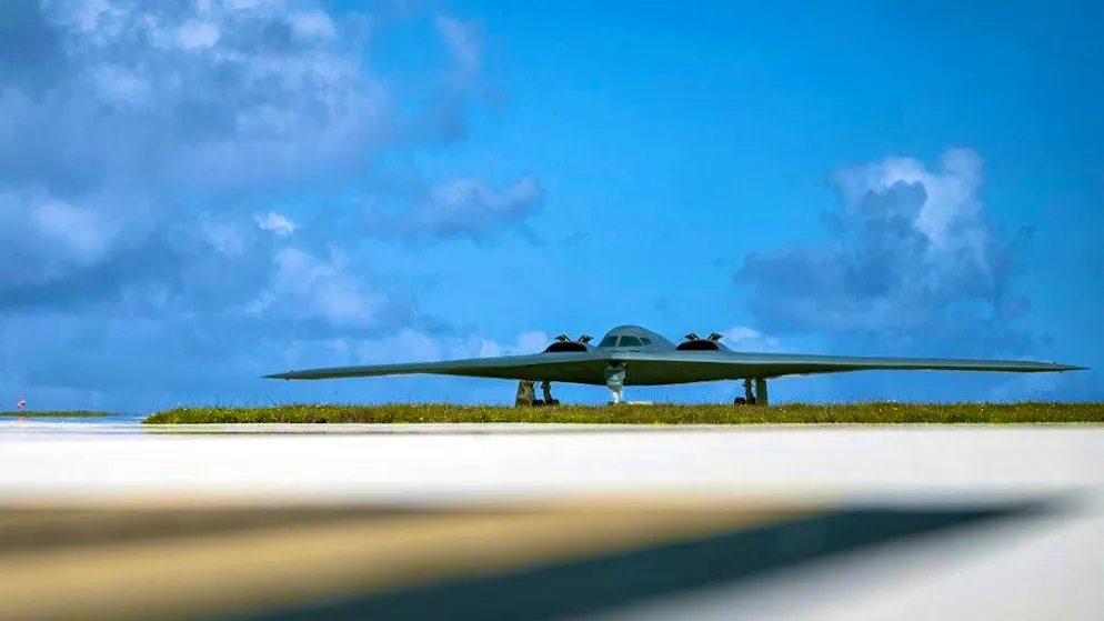 Signal to Tehran? B-2 bomber before take-off.