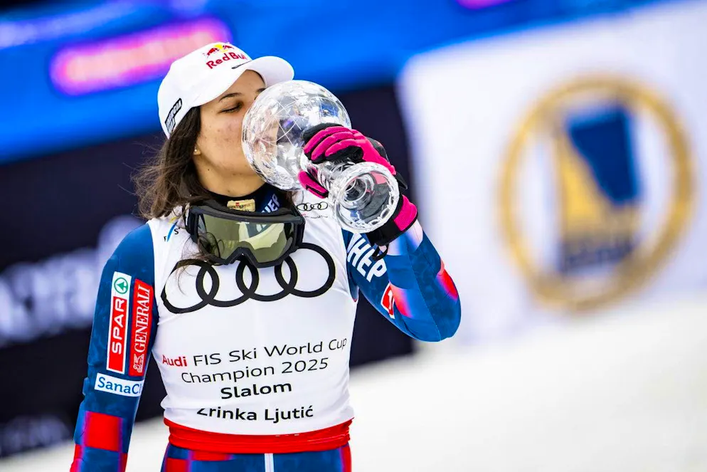 Zrinka Ljutic kisses the crystal globe.
