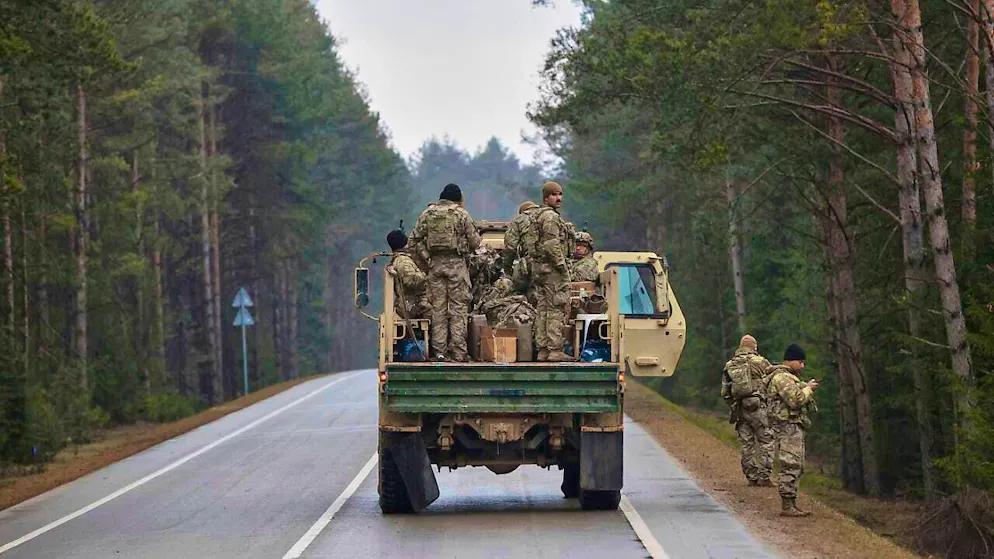 US soldiers on their way to a training area in Pabrade, Lithuania. Photo: Mindaugas Kulbis/AP/dpa